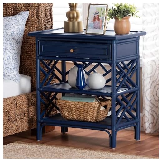 Chippendale-Style Rattan Nightstand