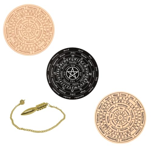 Image of Dowsing Board with Brass Pendulum | 6 Inch Three Board | Metaphysical Message Board | Acrylic Divination Board | Spirit Board | Witch Board | Pendulum Assorted