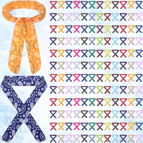 Silicherry 144 Pcs Cooling Neck Wraps Bulk, Paisley Neck Bandana Ice Scarf - image 9