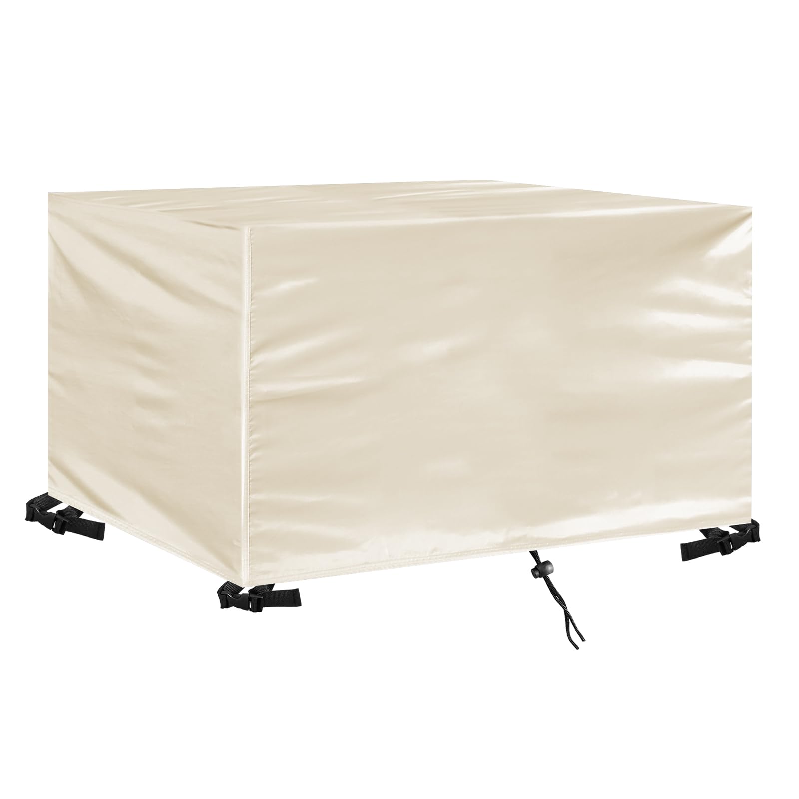 Copertura Tavolo Esterno Impermeabile 260x140x90cm,Panno 420D Oxford,Copertura per Tavolo da Giardino Quadrato,Telo Copri Tavolo da Esterno Anti-UV Antivento,Beige