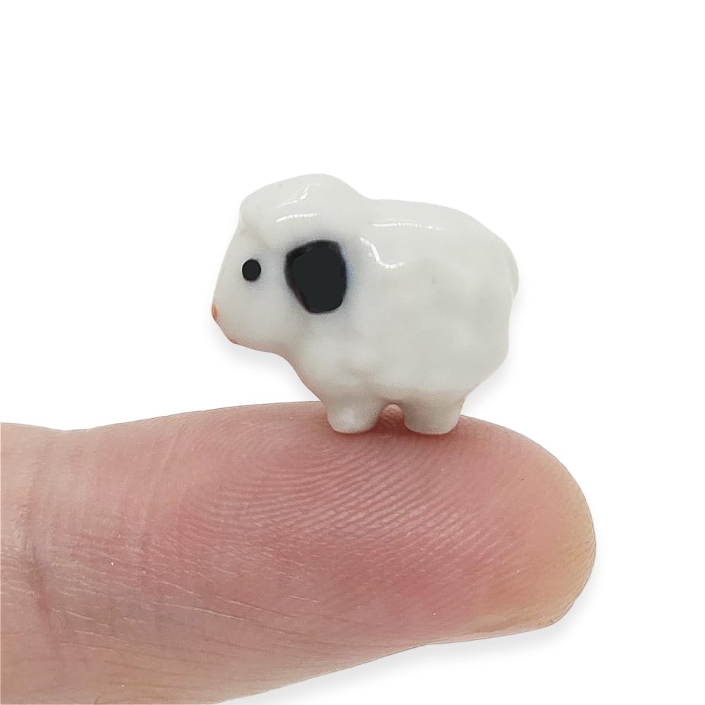 WitnyStore ½ Inch White Stand Sheep Ceramic Figurine Terrarium Decoration Collectible Statue for Adult Collectors Handcrafted Porcelain Ornament Sculpture Home Room Tabletop Decor