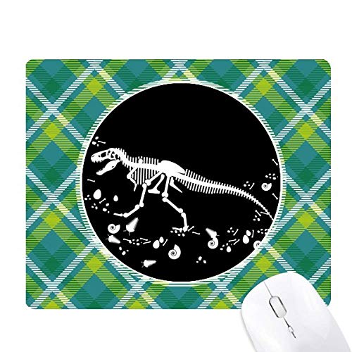 Tapis de souris pixel grille verte avec os et fossiles de dinosaure pour bureau
