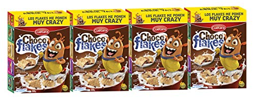 CUÉTARA Choco Flakes - Galletas Rellenas de Cereales de Arroz Inflado y Chips de Chocolate | Merienda y Desayuno | Pack de 4 de 550 g