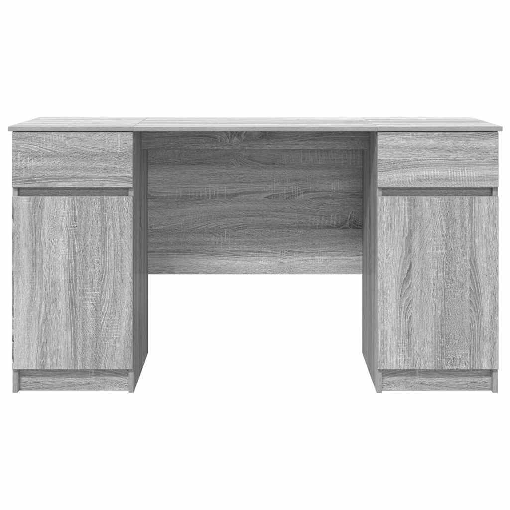 Sonoma biurko z drzwiami, szare, 140 x 49 x 76 cm, materiał drewnopochodny, miejsce do przechowywania z szufladą i regałem, kompaktowe miejsce pracy do domowego biura, gier i pokoju
