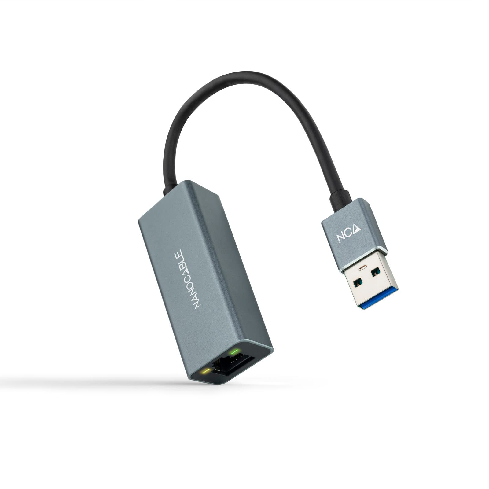 NANOCABLE 10.03.0405 - USB 3.0 to Gigabit Ethernet Converter 10/100/1000 Mbps, Aluminium, Grey, 15 cm