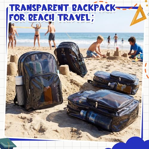 Image of Amylove 1 Pcs Black Clear Backpack Heavy Duty PVC Transparent Backpack Bookbag for College Workplace Security
