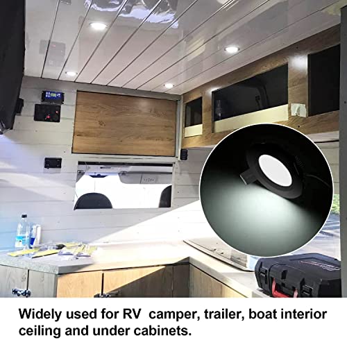 Image of RVZONE 12 Volt LED Puck Light RV Boat Recessed Ceiling Light Super Slim LED Panel Light with Hole Puncher DC 12V 3W Full Aluminum Downlights 6 Pack,5500-6000k