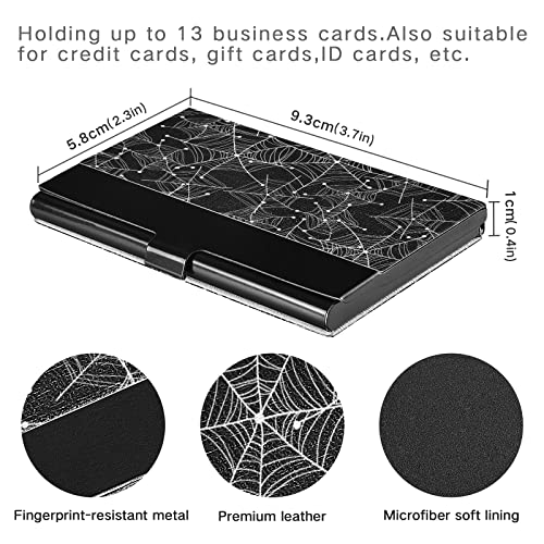 Halloween Seamless Spiderweb The Day of The Dead Business Card Holder Leather, Slim Credit Card Case Stainless Steel Wallet for Women and Men Unisex Business Card Holder2