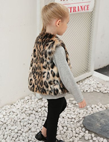 Girls Baby Kids Cute Leopard Faux Fur Outerwear Vest Coat Jacket3