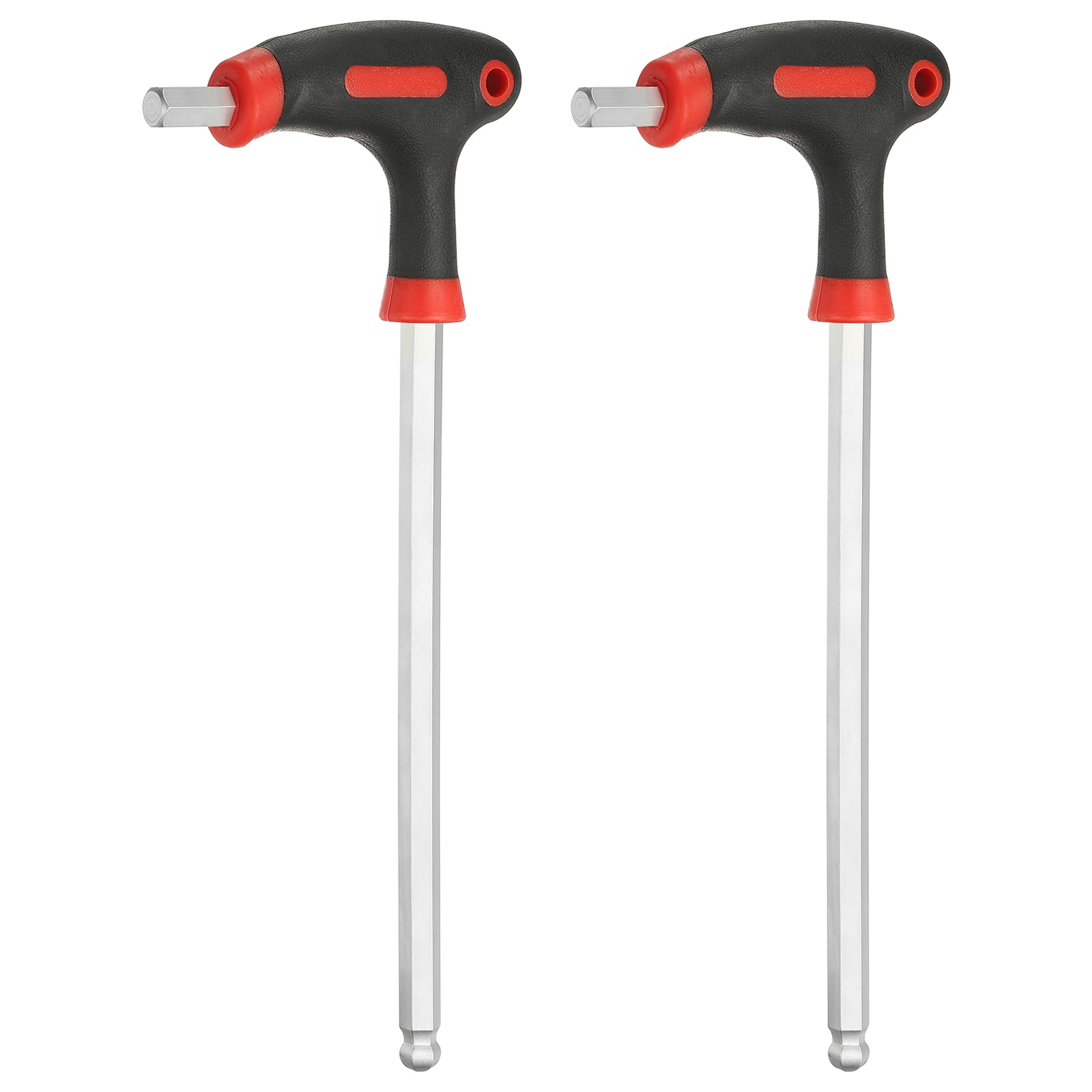 sourcing map 2pcs T-Handle Ball End Hex Key Wrench 10mm Metric 277mm Length Extra Long Arm Cr-V T-Key Inner Hexagon Wrenches Spanner Repair Tools for Automotive Household Maintenance, Red Black