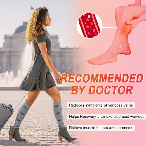 Image of Iseasoo 4 Pairs Compression Socks for Women Circulation-Best Support for Nurses,Running,Athletic,Travel