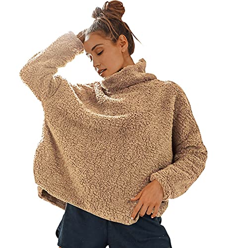 YTZL Teddy Fleece Rollkragenpullover Damen Oversize Grobstrickpullover...