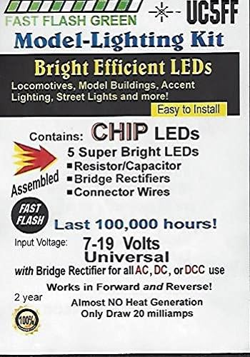 Lights4Models UC5FF Fast Flashing Green SMD Chip, Pkg=5 by Evan Designs