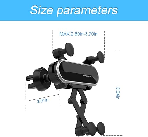 Miniatura 2 de Soporte de teléfono para coche, soporte ajustable y duradero para ventilación de aire con clip, compatible con teléfonos móviles de 4 a 7 pulgadas,