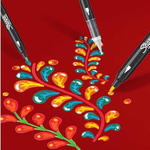 Image of Sharpie Creative Marker Acrylic Paint Pens | Water-Based Paint Markers | No-Bleed Ink Writes on Most Surfaces | Bullet Tip | School & Revision Supplies | Assorted Colours | 5 Count