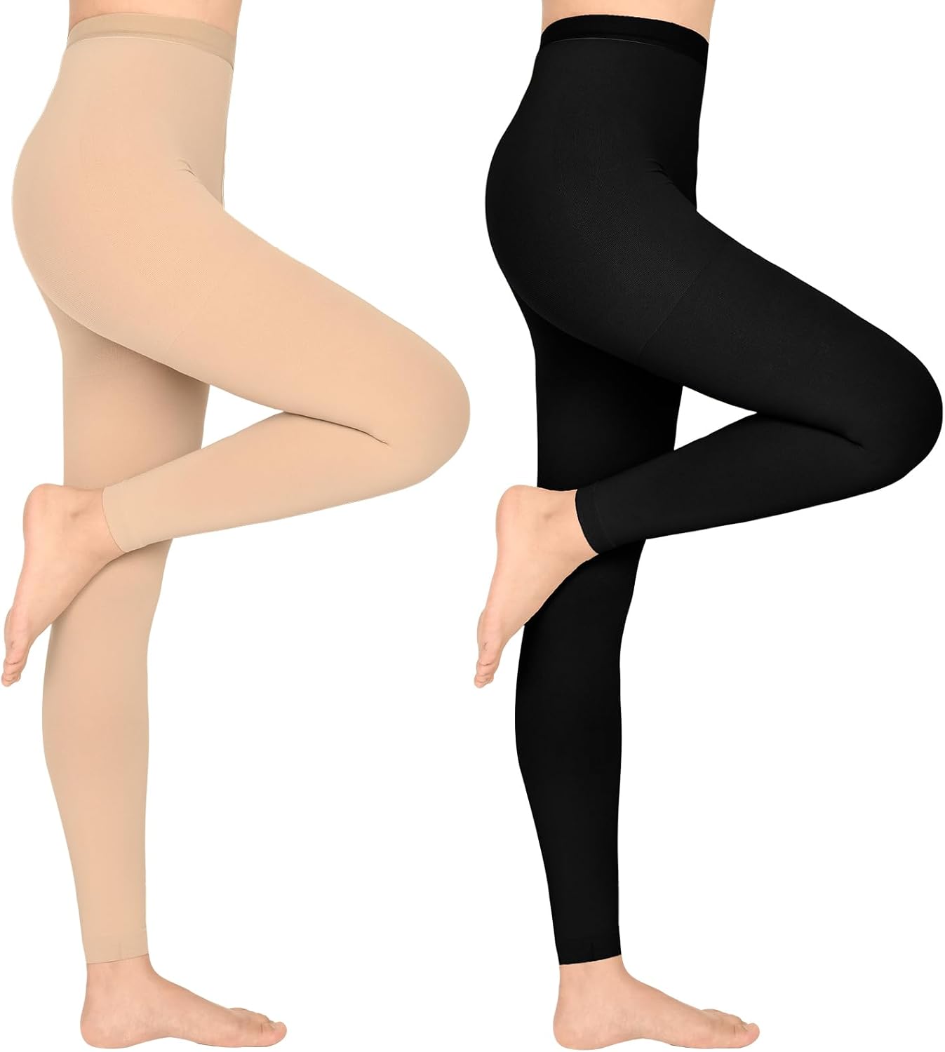 2 Pairs 15-20 mmHg Compression Pantyhose for Women, Closed Toe Compression Stockings, Waist High Opaque Compression Tights for Varicose Veins, Swelling, Teacher, Doctor