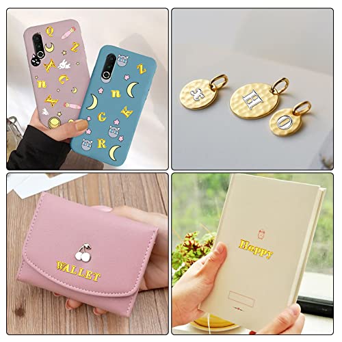 Uxely 19Pcs Alphabet Letter Stickers, Mini Number Resin Stickers Glitter Alloy Self Adhesive Letters Stickers With Tweezer Diy Nail Stickers Set For Diy, Greeting Card Decoration(Gold+Silver+Blue) #TOP6