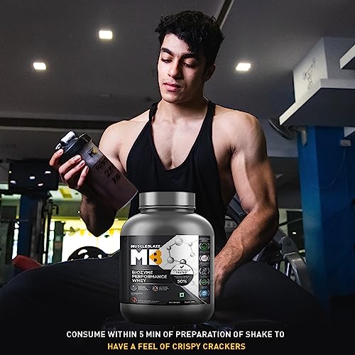 Image of MuscleBlaze Biozyme Performance Whey Protein Powder, Choco Crispers (2kg / 4.4lbs) | 25g Protein Per Scoop | Clinically Tested 50% Higher Protein Absorption