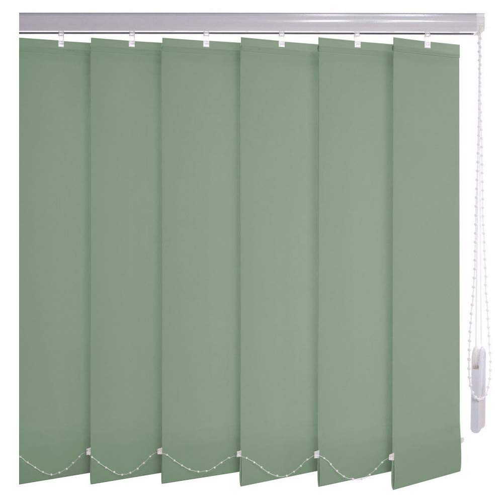 Sonnenschutz-HH® - Lamellenvorhang grün - Breite 100 cm x 205 cm Höhe - Office Verdunkelungslamellen für Bildschirmarbeitsplätze Lamellenbreite 127mm Vertikaljalousie Vertikalanlage