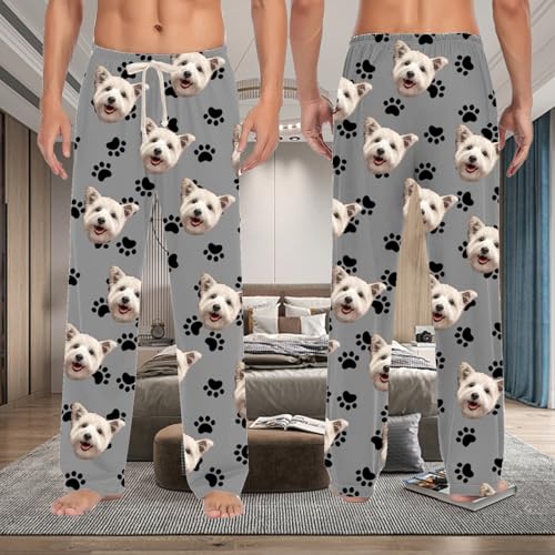 Custom Pajama Pants for Men Women, Personalized Face Photo pj pants Sleepwear, Christmas Halloween Sleep Pajama Pants4