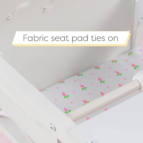 Miniatura 4 de KidKraft Tiffany Bow Scalloped-Edge Wooden Lil Doll High Chair with Seat Pad - White, Gift for Ages 3+