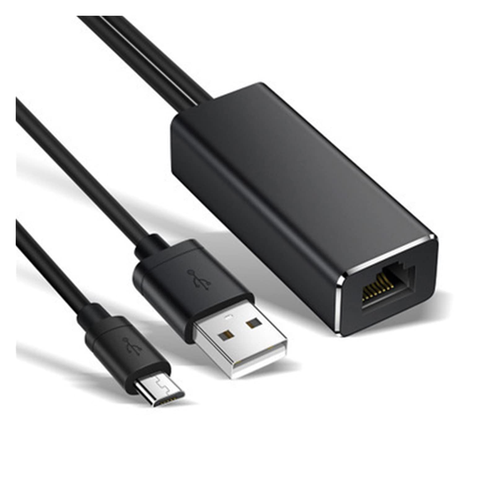 EVURU Nuevo 1m 3 en 1 Micro USB A Rj45 Adaptador Ethernet Compatible with el Fuego televisión Stick 480Mbps LAN Tarjeta de Red con USB Fuente de alimentación 100M Ethernet