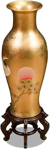 Miniatura 2 de China Muebles en línea 24 pulgadas hoja de oro grúas de longevidad florero oriental