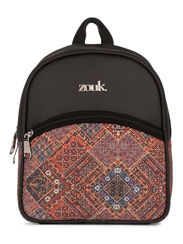 Image of ZOUK Dalila Mini Daypack | Stylish Small Backpack for Women | Compact | Bag for Girls | Daily College Use | Travel Day Pack | Vegan Leather | Handcrafted | Water-Resistant