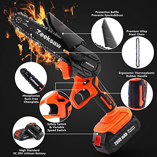 Mini Chainsaw Cordless 6 Inch, Zeeksaw Super Powerful Hand Saw With Battery, 1 Hour Run-Time Electric Chainsaw, Small Handheld Chainsaw For Wood Cutting Tree Trimming, Best Mini Chain Saw Cordless #TOP3