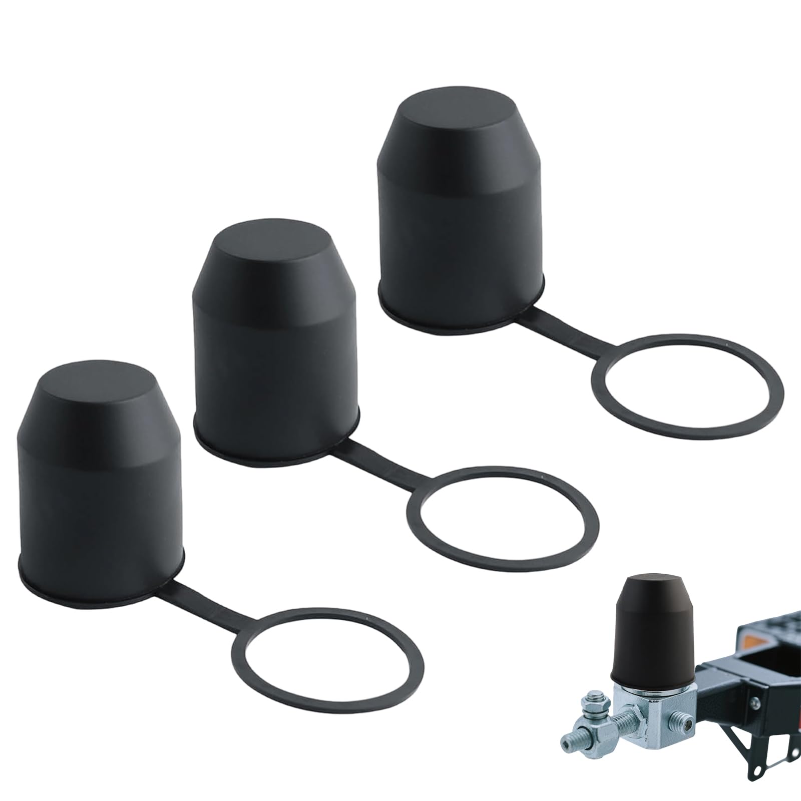 AnhäNgerkupplung Abdeckung Set,3-Teilig Abdeckung AnhäNgerkupplung Schutzkappe,Wasser- Und Staubdicht AnhäNgerkupplung Kappe,Abdeckkappe AnhäNgerkupplung Geeignet FüR Fahrzeuge Und Wohnmobile(Schwarz)