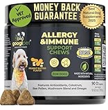 Googipet Dog Allergy Chews, Seasonal Dog Allergy Relief & Itchy Skin Relief, Skin & Coat Supplement +Bee Pollen, Colostrum, Coconut Oil, Probiotics, & Omega 3 Fish Oil for Dogs (Peanut Butter Flavor)