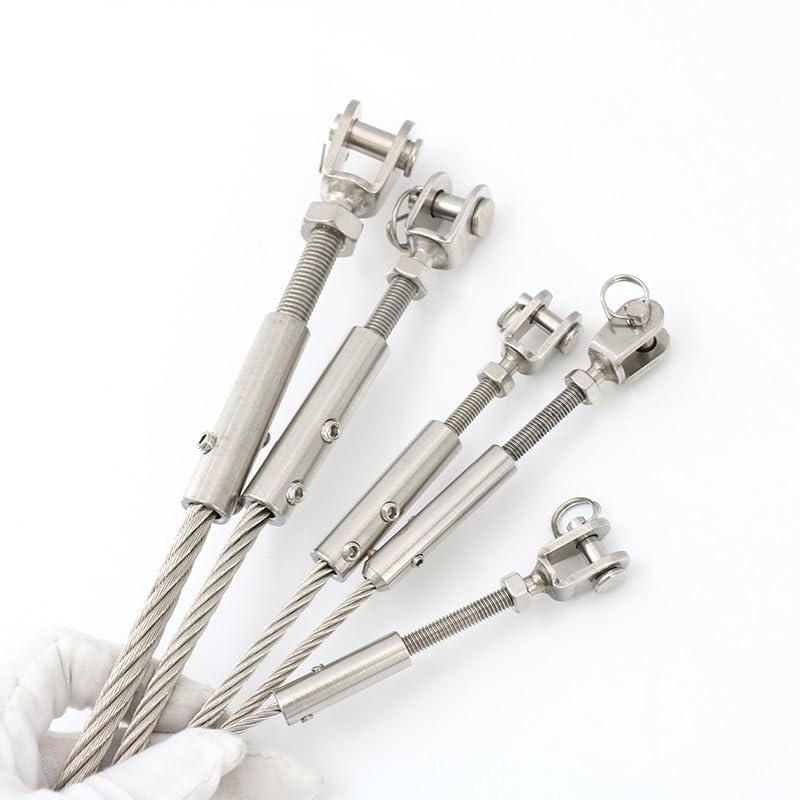Morsetti per Fune Cavo for Ringhiera in Filo Metallico 1,5/2 Mm, Terminale di Tensione con Ganascia A Forcella, Attacco A Ginocchiera Bulloni A Vite Senza Testa Esagonali(for 1.5mm Wire)