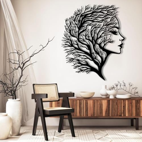 Abstract Face Metal Wall Art, Women Wall Art Decor Tree of Life, ...