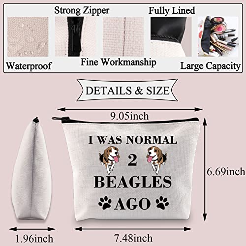 PLITI Beagle Makeup Bag Beagle Lover Gift Beagle Mom Gift I was Normal 2 Beagles Ago Gift for Dog Lover Dog Owner Bag (2 Beagles ago U) - Image 2