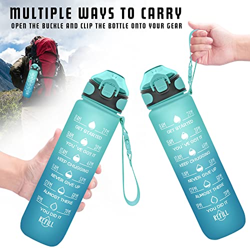 Image of Enerbone 32 oz Water Bottle with Times to Drink and Straw, Motivational Drinking Water Bottles with Carrying Strap, Leakproof BPA & Toxic Free, Ensure You Drink Enough Water for Fitness Gym Outdoor