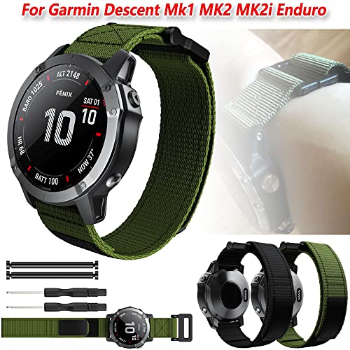Correa de nailon de 26 mm y 22 mm compatible con Garmin Enduro Fenix 5X y Descent G1 2