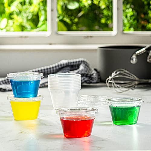 image for GUSTO [4 oz. - 50 Count Clear Disposable Plastic Portion Cups with Lid