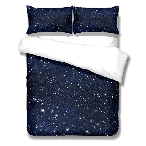 WENYA 3D-Universum Erde Verträumte Galaxie Sternenklarer Himmel Zwölf Sternbilder Bettwäsche-Set Schwarz Blau Lila Kinder Junge Mädchen Mikrofaser (Stil 4, Bettbezug 200x200 + 2 Kissenbezug 80x80 cm) Cover