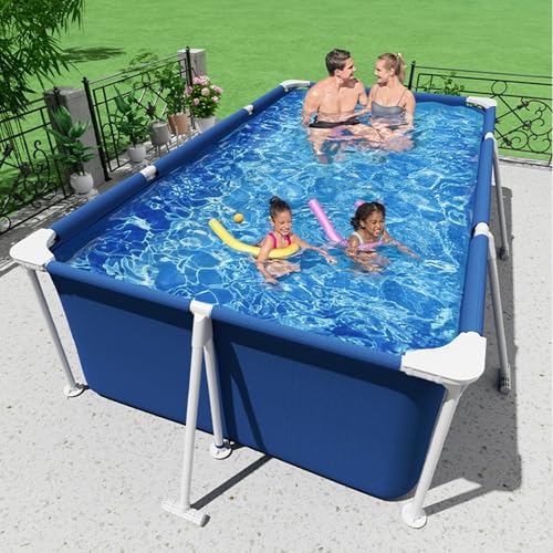 Migliori piscine fuori terra Piscina Fuori Terra Di Grandi Dimensioni, Piscina Fuori Terra Frame Rettangolare, Per Cortile, Festa Estiva In Acqua, All'aperto Giardino Swimming Pool(150CM/59IN)