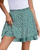Skorts Skirts for Women Casual Floral Frill Hem Athletic Workout Dressy Pull On Skirt Floral Green M