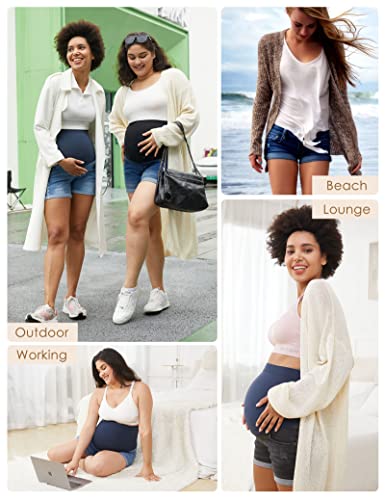 Hofish Women’s Maternity Jeans Skinny Pants Stretchy Shorts For Pregnancy Navy M #TOP5