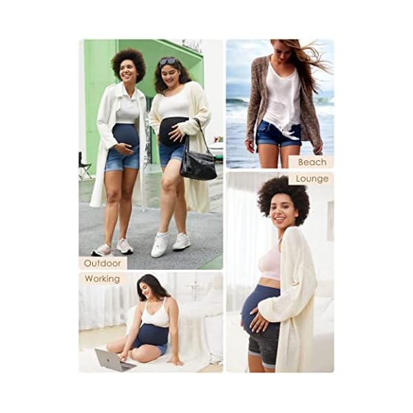 HOFISH Womens Maternity Jeans Shorts Over The Belly Stretchy Comfy Denim Pants Casual Workout Pregnancy Shorts - Image 6