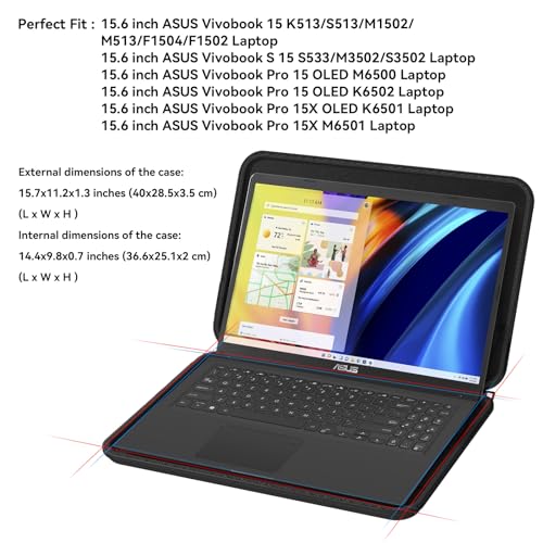 Image of Smatree Hard EVA Protective Sleeve for 15.6inch ASUS Vivobook 15 /Vivobook S 15 S533 /M3502 /S3502, for ASUS Vivobook Pro 15 OLED M6500 /K6502,for Vivobook Pro 15X OLED K6501 /Vivobook Pro 15X M6501(A1600)