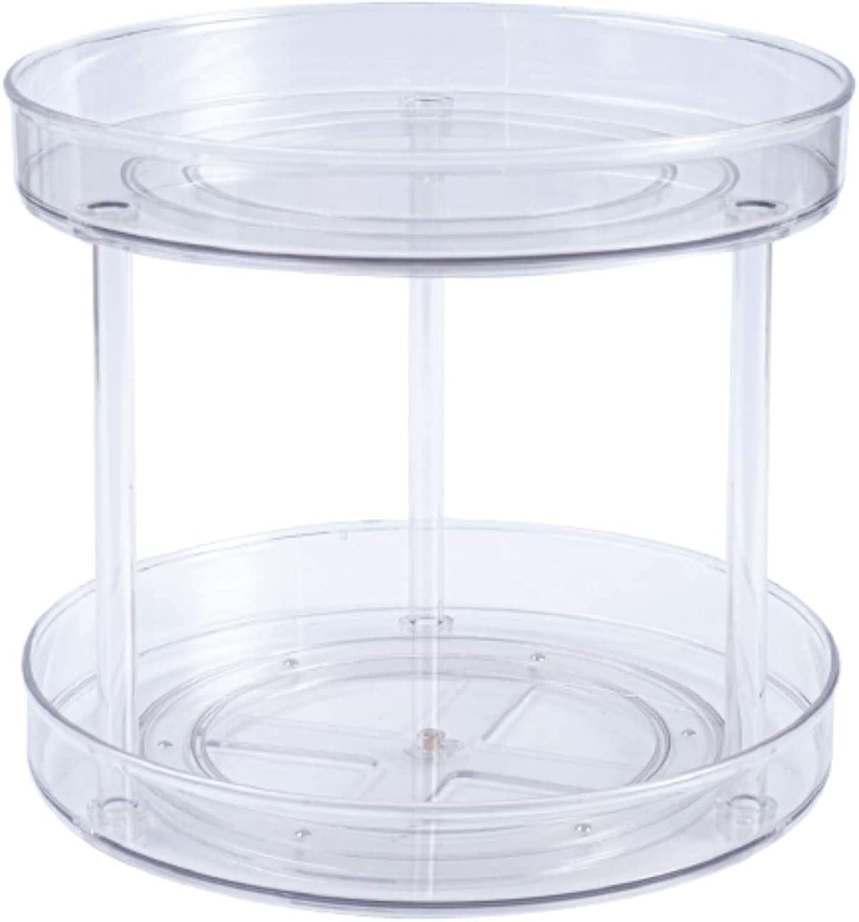 Lazy Susan Plateau tournant à 2 niveaux, multifonction et rotatif pour placard de cuisine, support à condiments antidérapant, 23,5 x 21,6 cm, accessoire de cuisine peu encombrant