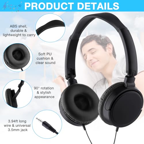 Image of Yunsailing 6 Pack Classroom Headphones Bulk, Wired Headphones,Black