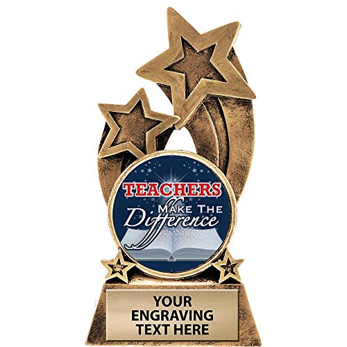 Crown Awards Teacher Trophy, 6" Glory Resin Teachers Make The Difference Trophies