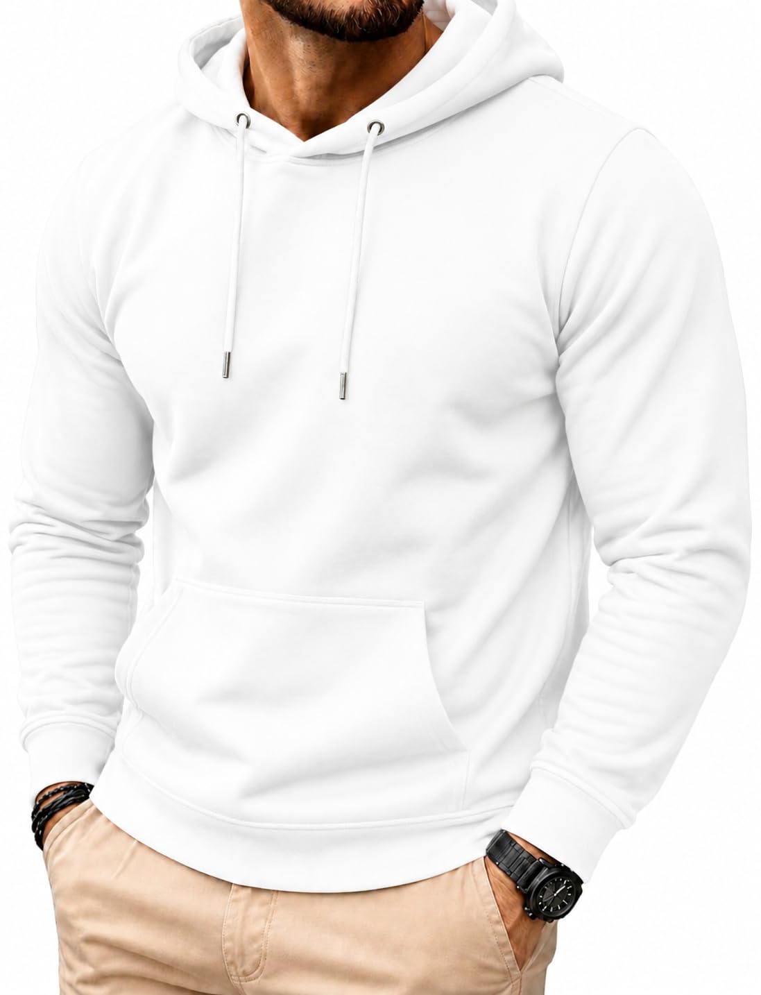 Men's Solid Winter Hoodie | Regular Fit | Full Sleeve Hooded Sweatshirt | Kangaroo Pocket | Casual Winter Wear | Pullover Hoodie-image-14