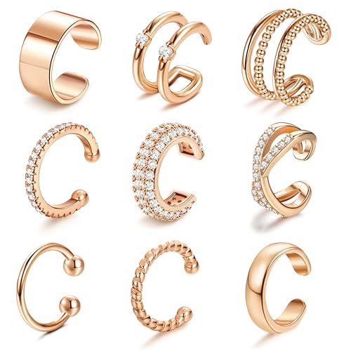Ear Cuffs Non Piercing Earrings for Women Trendy Lightweight Gold Silver Clip On Fake Earrings Non Pierced Cartilage Ear Cuff Jewelry Set
