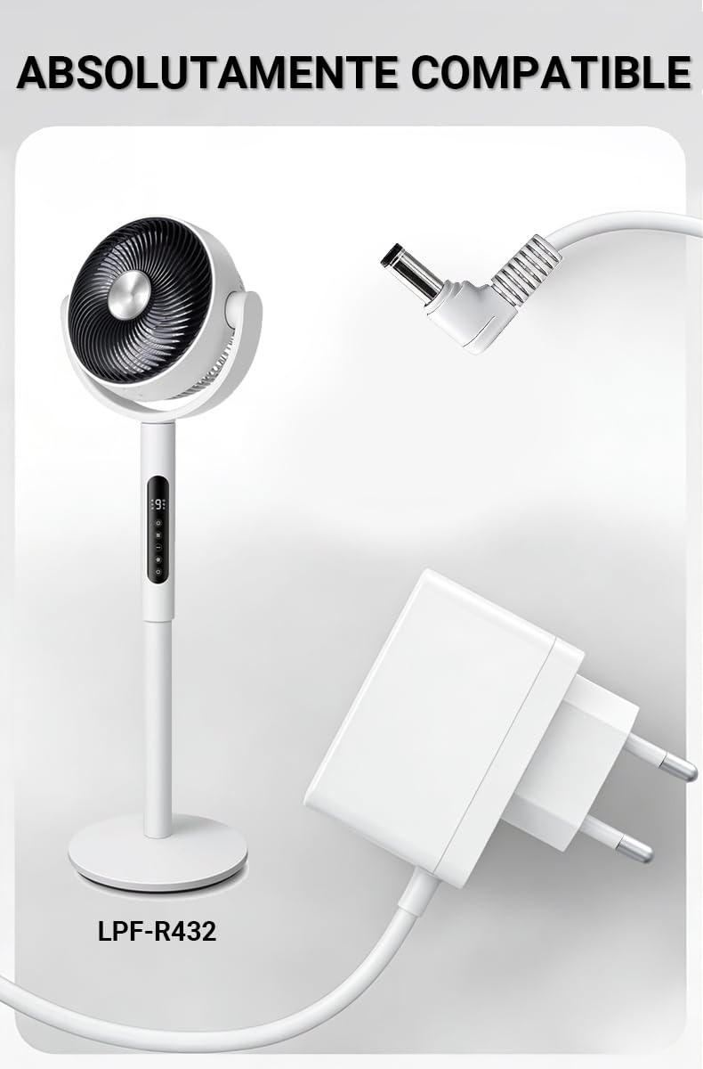 Bouge Cavo caricabatterie da 24 V, compatibile con LEVOIT LPF-R432, ventilatore silenzioso, ricambio adattatore