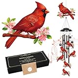 YHmall Cardinal Gifts for Women, 35 in Wind Chimes for Outside Mothers Day Gardening Gifts for Mom Colorful Metal Memorial Wind Chime Cardinal Decor for Home Yard Patio Garden Outdoor
